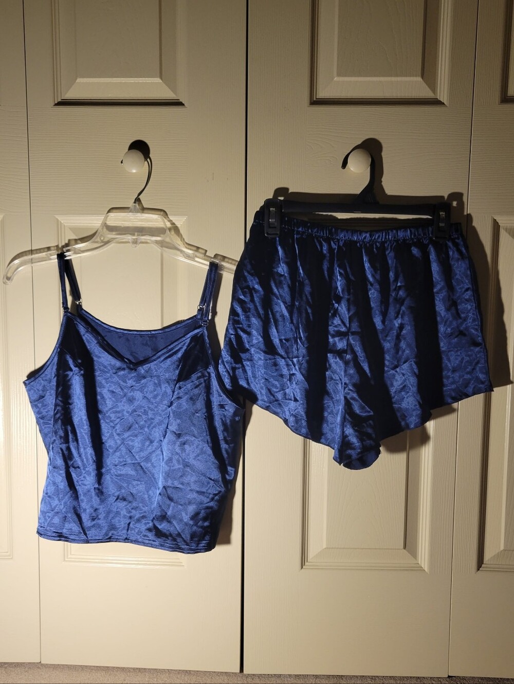 Navy Satin Women's Pajama Set